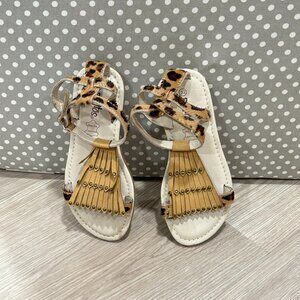 PAZITOS Girl's Brown Leopard Gladiator Sandals - Size 32 EU